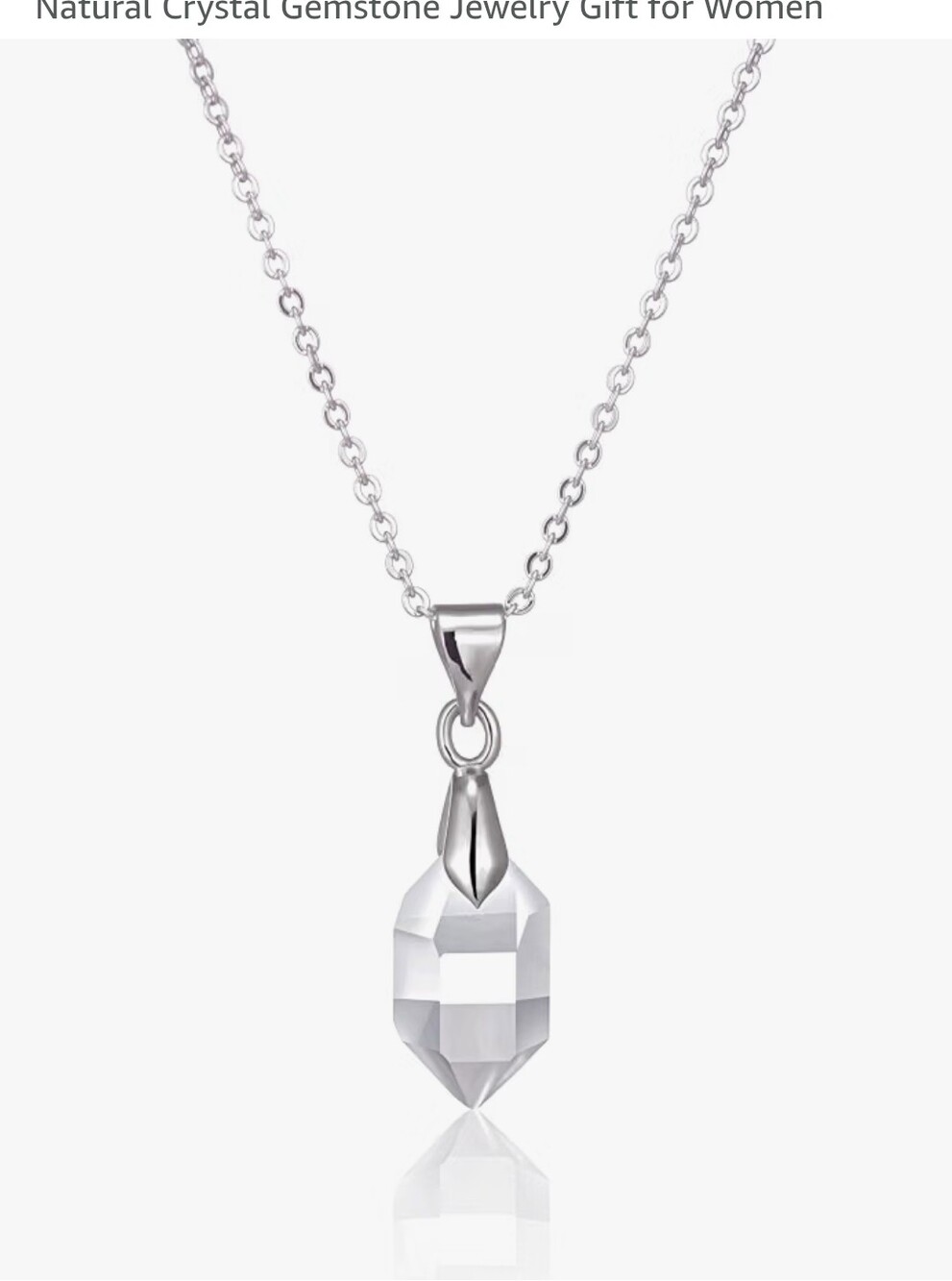 Genuine herkimer diamond pendant necklace. Silver - Picture 1 of 5